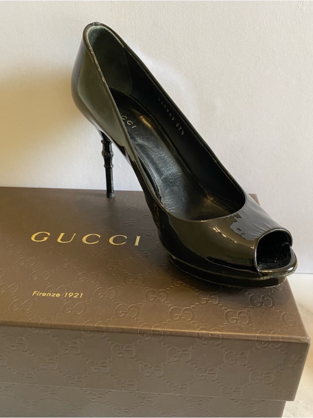 🛍️ Gucci Authentic Patent Leather Bamboo Effect Heels Vintage 2010 w/ Box & Bag